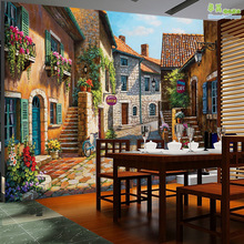 风景油画背景墙纸墙布酒店别墅餐厅客厅酒吧壁纸壁画装饰