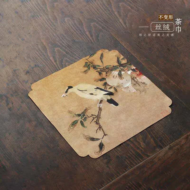Venta al por mayor de terciopelo toalla de té absorbente Zen estilo chino vintage té arte té tela estera de té Kung Fu juego de té ceremonia del té partes
