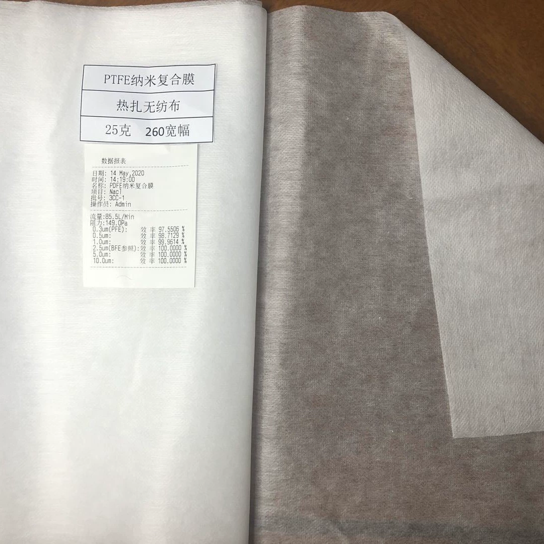 PTFE нано-пленка волокна нетканая пленка пылепроницаемая воздухопроницаемая бактериальная фильтрующая материал может быть заменен маской KN95 для выдувания из расплава