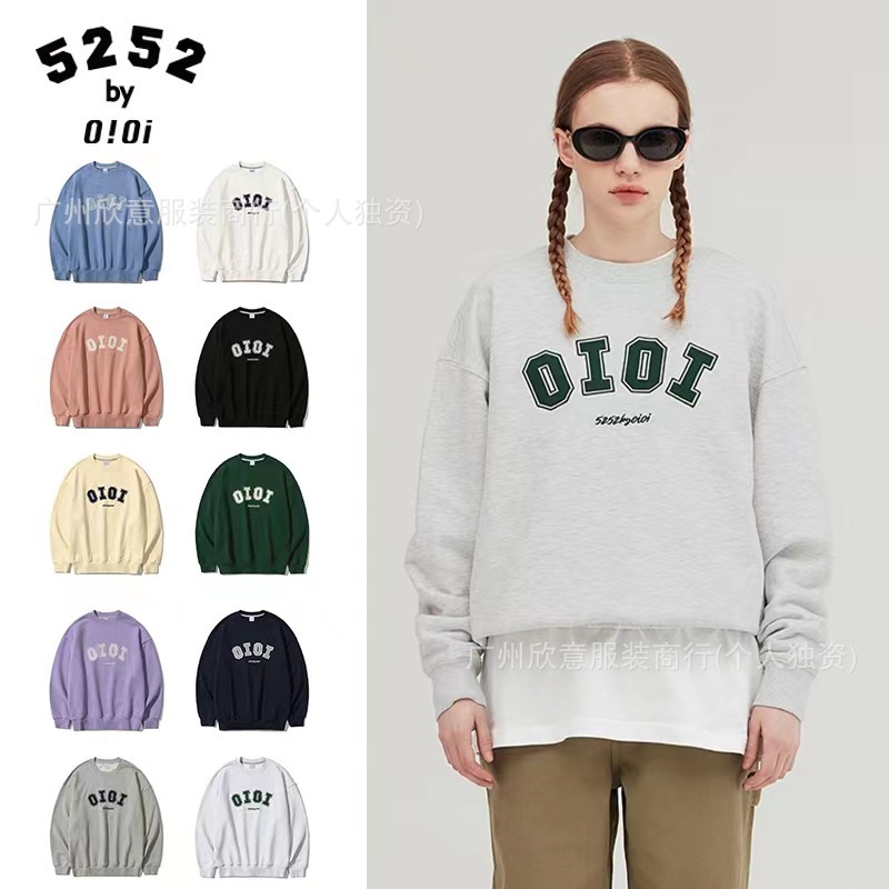 韩国明星同款oioi刺绣卫衣圆领潮牌春秋冬毛圈潮牌一件无痕代发