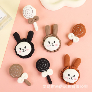 South Korea new fabric plug cotton cute lollipop all-match hair ring combination cartoon rabbit rabbit children duck bill clip hair accessories
