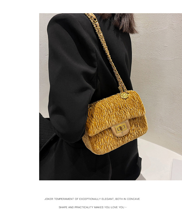 Toamnă și iarnă pentru femei 2024, la modă nouă, lanț de catifea Camelia, geantă crossbody pătrată mică, grasă la subrat_voghion.com