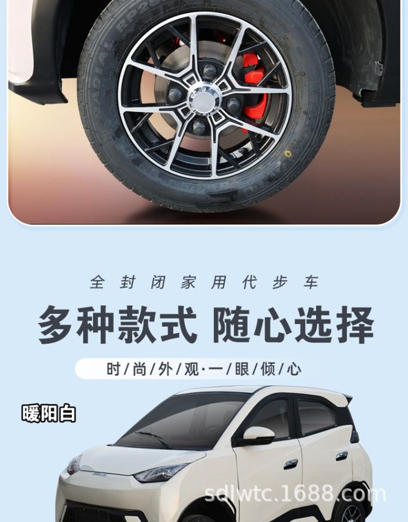 Seagull-Style Electric Four-Wheel Vehicle, Household Fuel-Electric Hybrid Car for Women, Fully Enclosed Lithium Battery Electric Vehicle