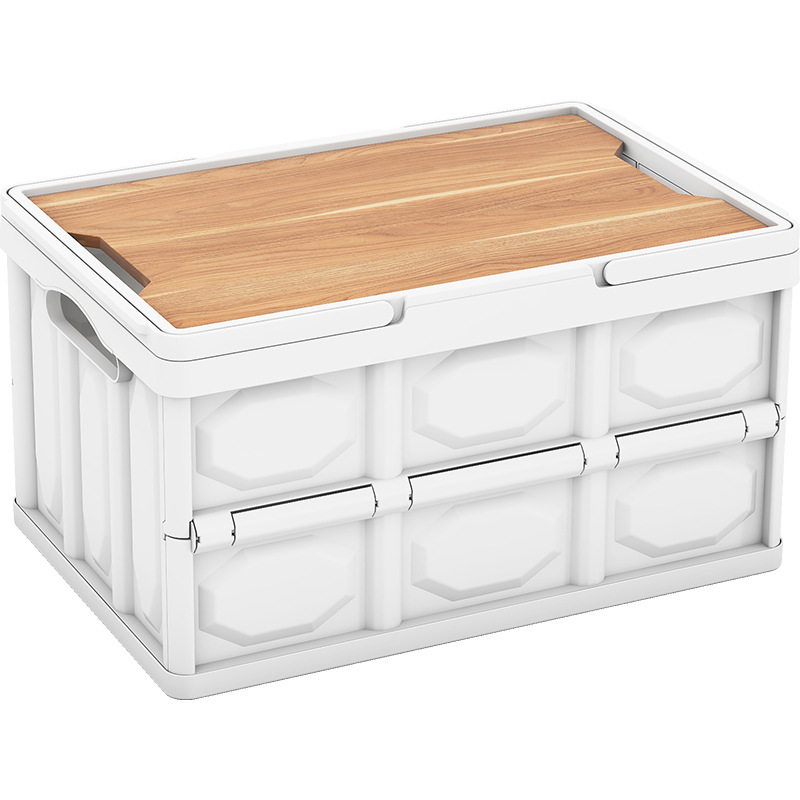 Caja de almacenamiento plegable de campamento al aire libre Caja de acabado de gran capacidad con tablero de madera Caja de almacenamiento de ropa Bajail del automóvil