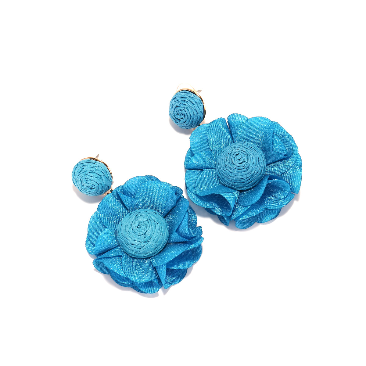 Elegant Sweet Flower Cloth Raffia Women's Drop Earrings 1 Pair display picture 26