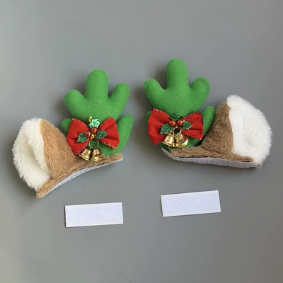 Motosiklet dəbilqələri, Helmet Decoration Horns Ski - christmas-elk-1-pair-green
