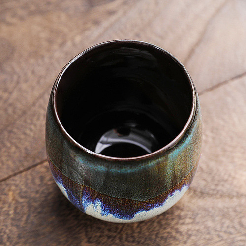 亚马逊手工釉下彩陶瓷咖啡杯窑变主人品茗创意杯酒杯礼品大肚水杯