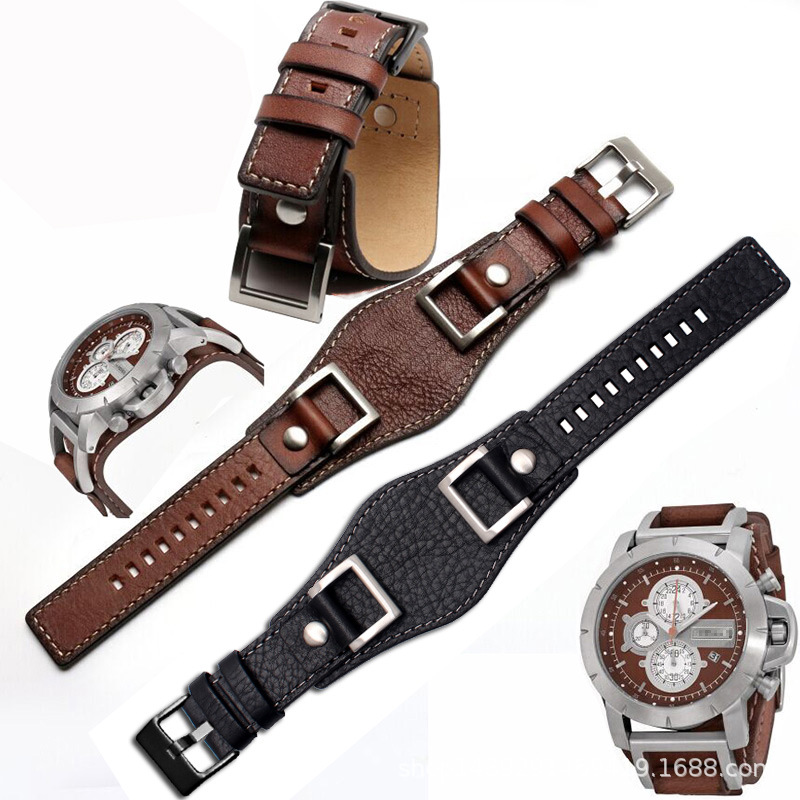 Wholesale Replacement Watch Parts Huashihua Jr1157, Vintage Style Leather Watch Strap 24mm