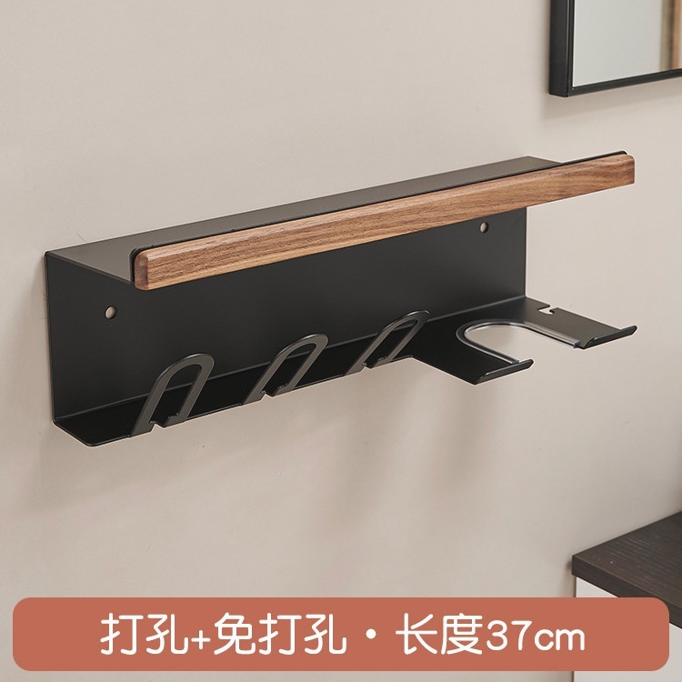 トイレの歯ブラシホルダーの歯のコップの棚の胡桃の木は穴を開けないで壁掛け式の多機能の洗面器の収納棚を掛けます。|undefined