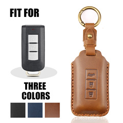 Amazon Exclusive Car Key Cover for Mitsubishi Pajero Outlander, Handmade Genuine Leather Protection Case, Drop-Shipped