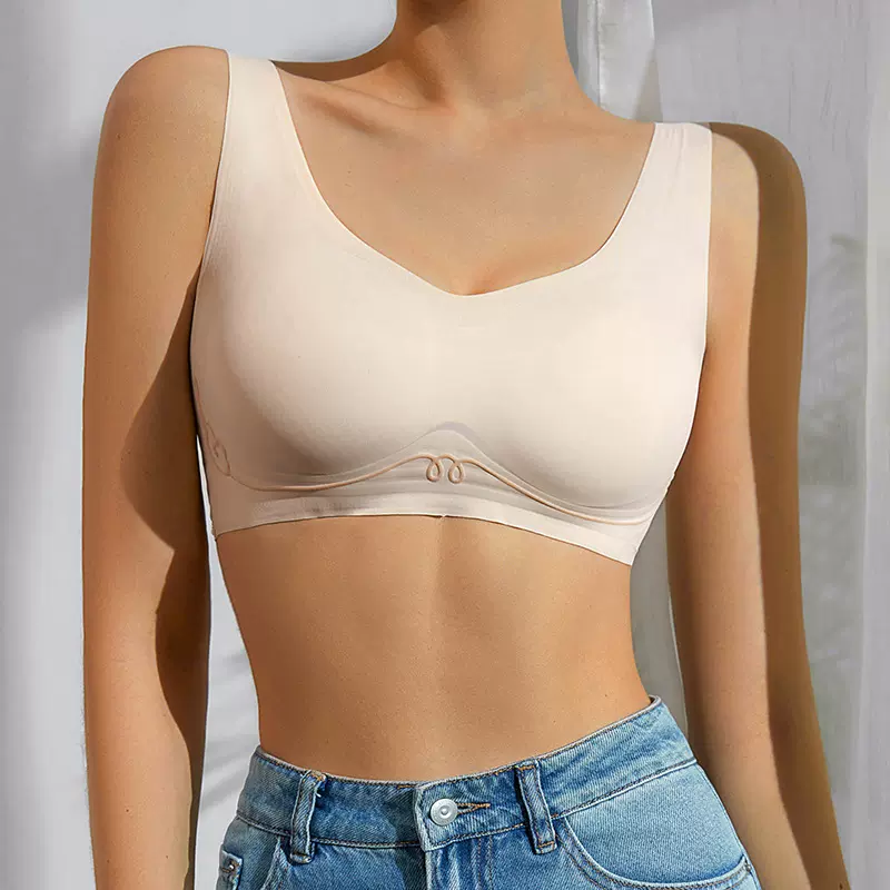 透气大码果冻胶女士文胸小胸聚拢薄模杯上托收副乳背心式内衣少女