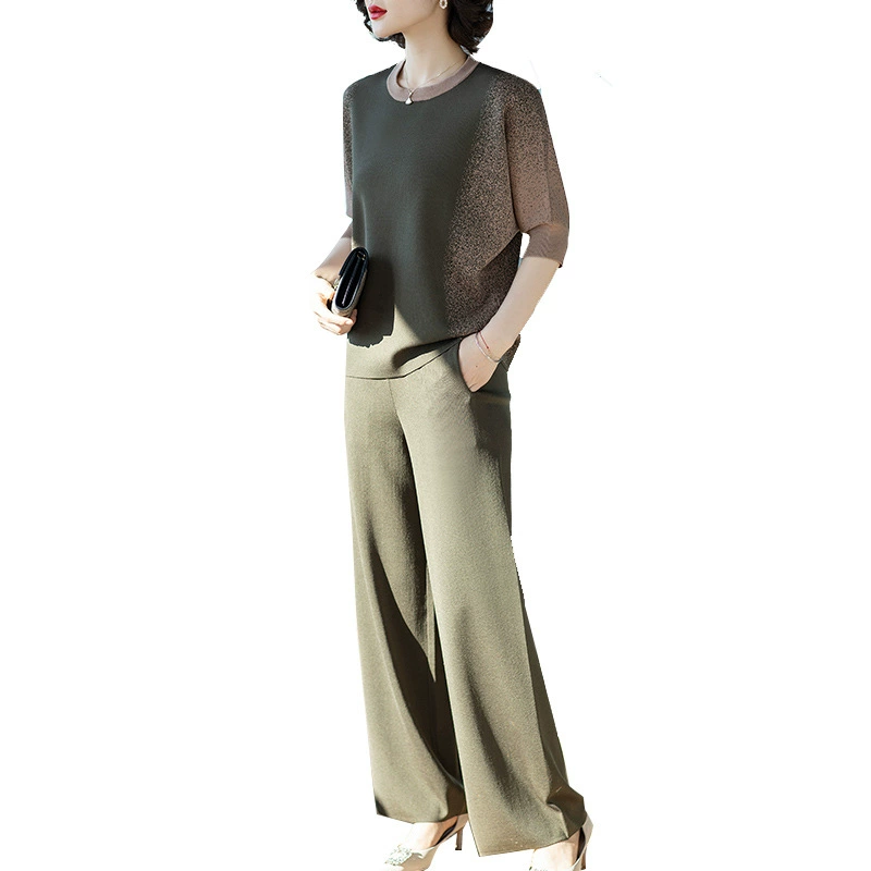 Комплект летней одежды для мамы, брюки, oversize, 40 лет