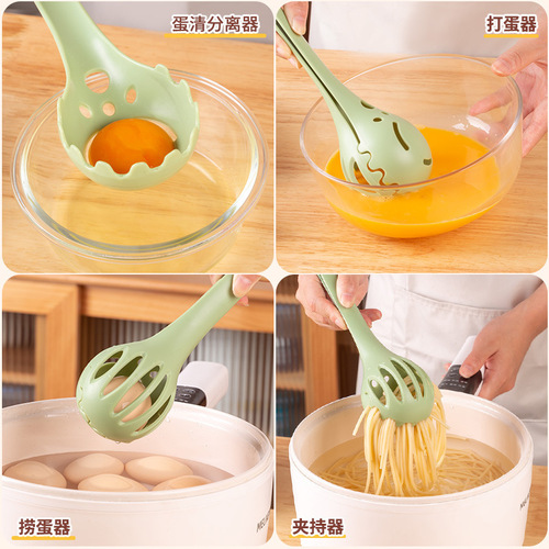 Wholesale Multifunction Kitchen Home Use Heatproof Noodle Lifter Tongs Food Tongs Egg Beater Three-in-One Food Egg Spoon