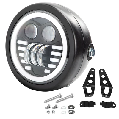Dual-Color Retro Style Daytime Running | Motorcycle headlights, headlights - wing-style-two-support-bracket-accessories
