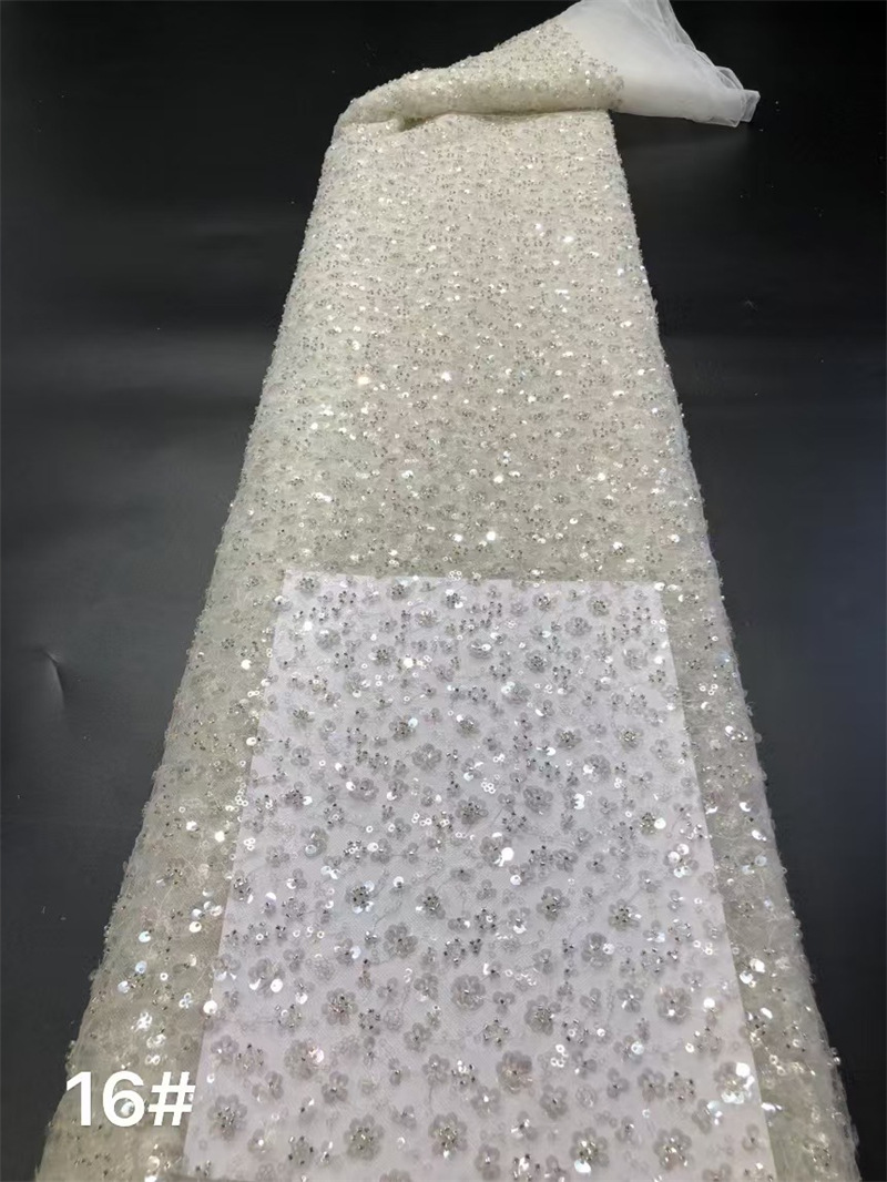 Tejido de lenteja de flor de ciruela, tubo de perlas bordado de lenteja, vestido de noche, tela de bordado de vestido de teatro, vestido de noche image 24