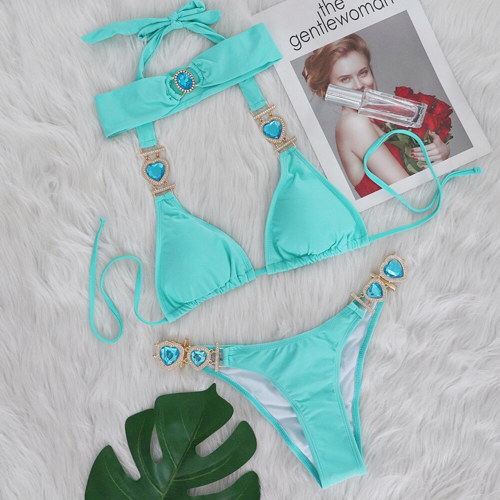 203g Weight Sexy Feel Of Sensation Mid Waist Panties Waist Bikini Panties Style Bralette Bra Category Nylon, Polyester Fabric Type 2 Pieces Set Quantity Swimming Pool, Beach Occasion Solid Color Pattern Women's Gender Women's Solid Color 2 Pieces Set Bikinis Swimwear 6