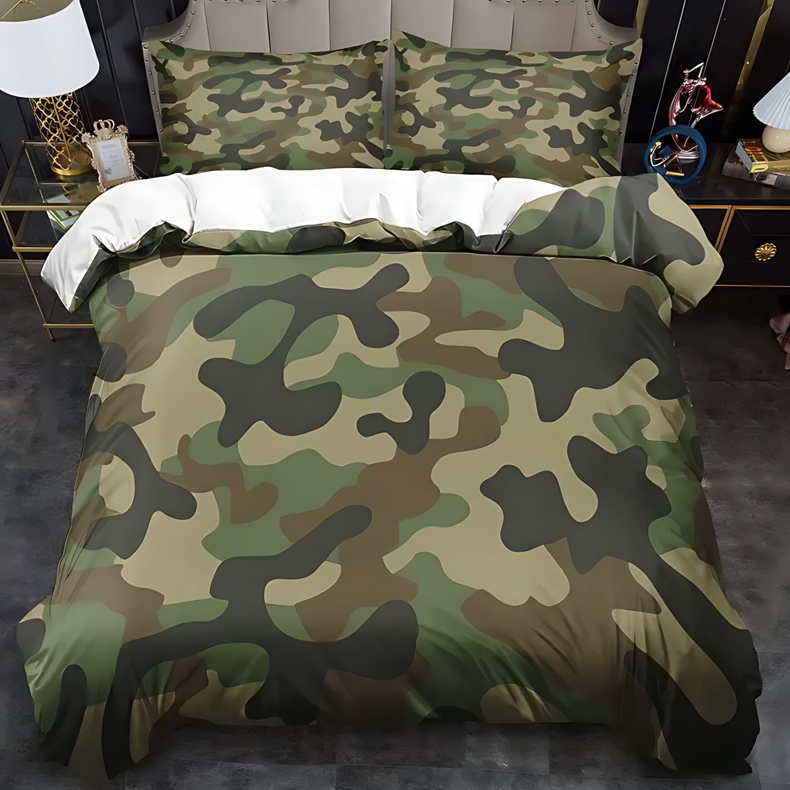 TEMU / JIT nuevo producto transfronterizo serie de camuflaje multicolor 3D impresión digital abrasión quilt set fuente fabricante