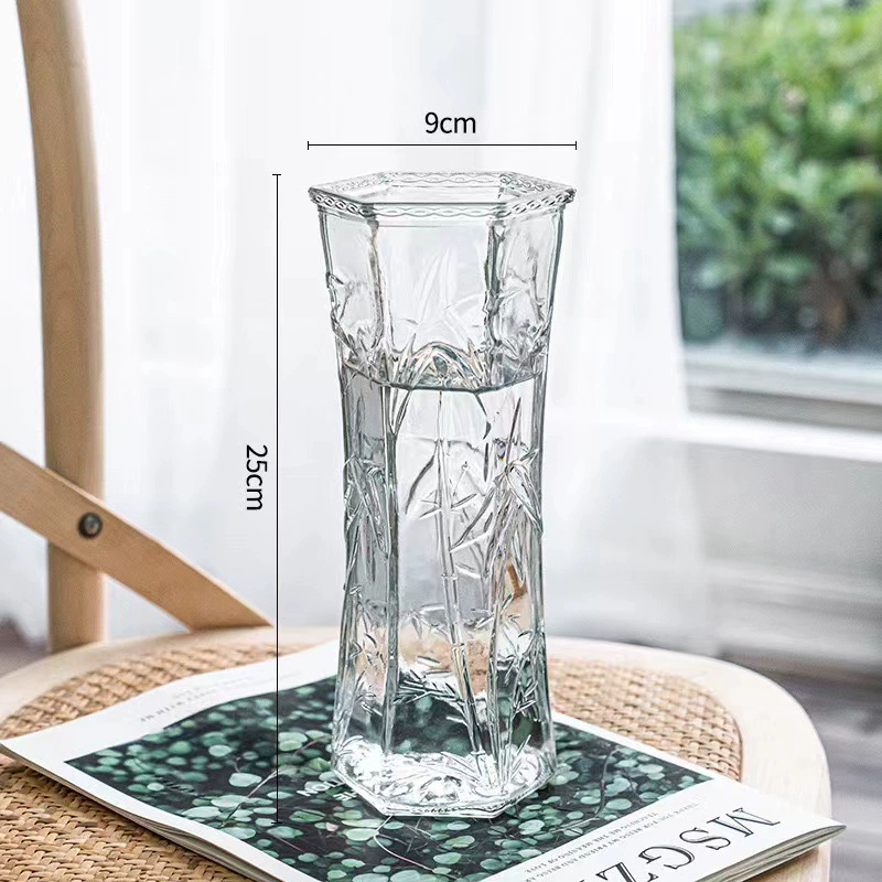 Оптовая большая Хрустальная стеклянная ваза прозрачная простая богатая бамбуковая Лилия гидропонная домашняя Цветочная композиция маленькие свежие украшения