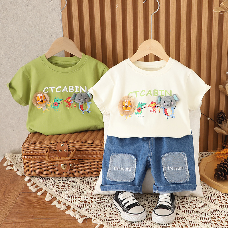 Bestseller per bambini, cartone animato, manica corta, 2026, nuovo ed elegante set estivo da due pezzi per bambini da 1 a 5 anni ALYCExiyuebaobao_voghion.com