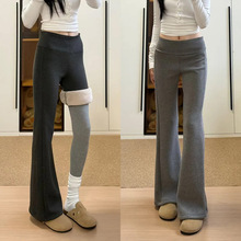 加绒微喇瑜伽运动裤女秋冬季2025新款高腰修身显瘦百搭休闲喇叭裤