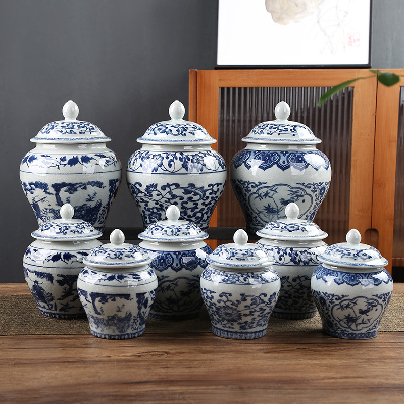 La lata de té de barro de cerámica vieja, hoja abierta, latas de sello de porcelana, latas generales domésticas, latas de almacenamiento de té de cerámica a prueba de humedad al por mayor