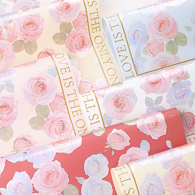 Nuevo embalaje de regalos del día de la diosa papel perla neón rosa flor embalaje de flores papel impermeable ramo embalaje al por mayor image 1