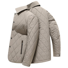 2024冬季新款男士中年翻领含桑蚕丝时尚休闲保暖棉服外套