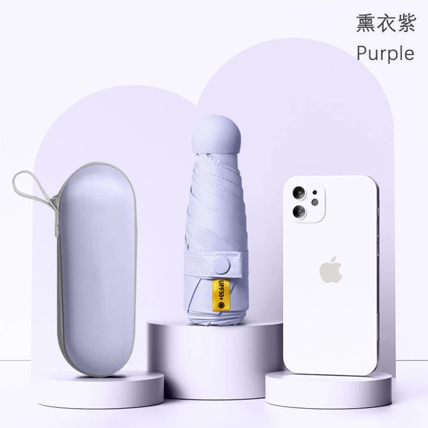 【Extra small size round 50% fold】 Fully shading 6-bone light purple zippered round box
