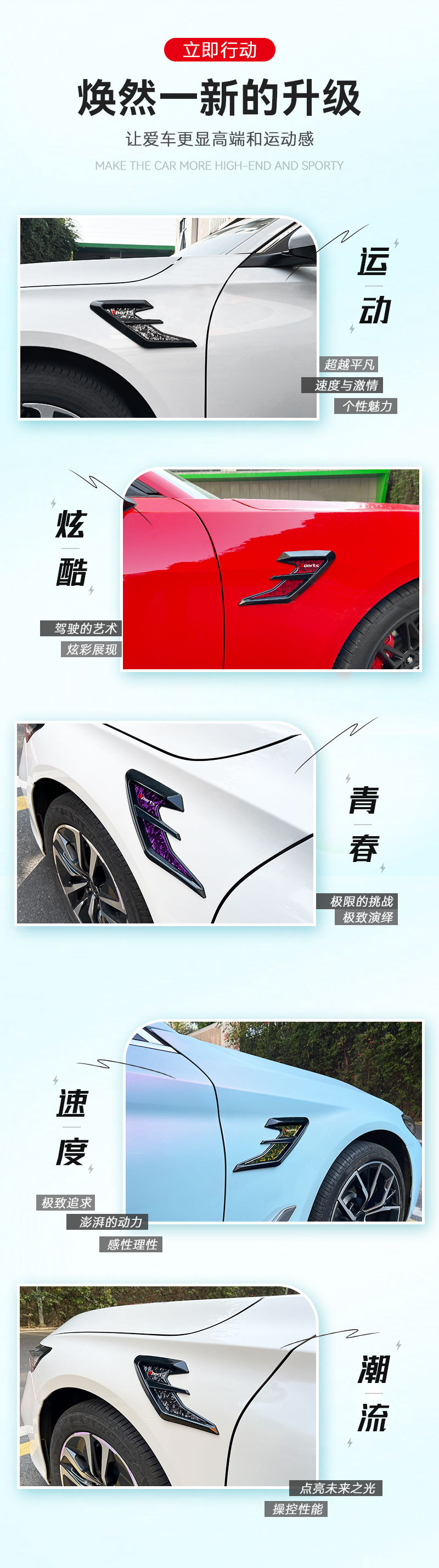Cross-Border New Carbon Fiber Pattern Car Fender Decorative Stickers Carbon Fiber Forged Personalized Modified Body Spoiler Side Wing Stickers