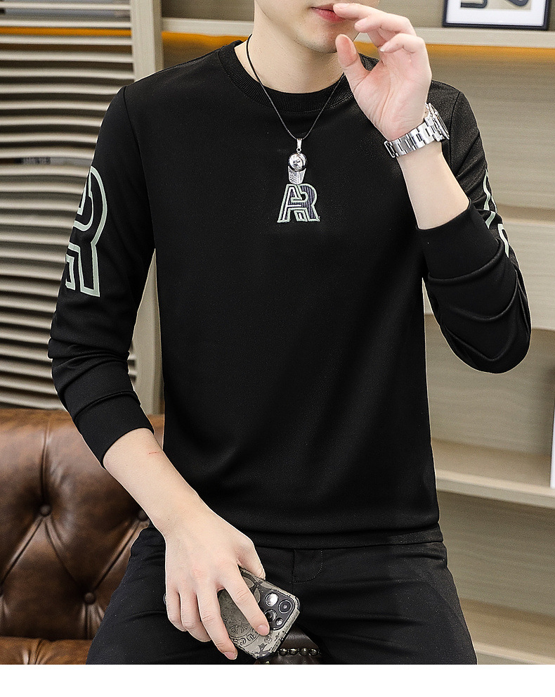 Frühlings-Hoodies für Männer, Slim-Fit-Trend, Hemd mit Rundhalsausschnitt für junge und hübsche Herbst-Langarmshirts_voghion.com