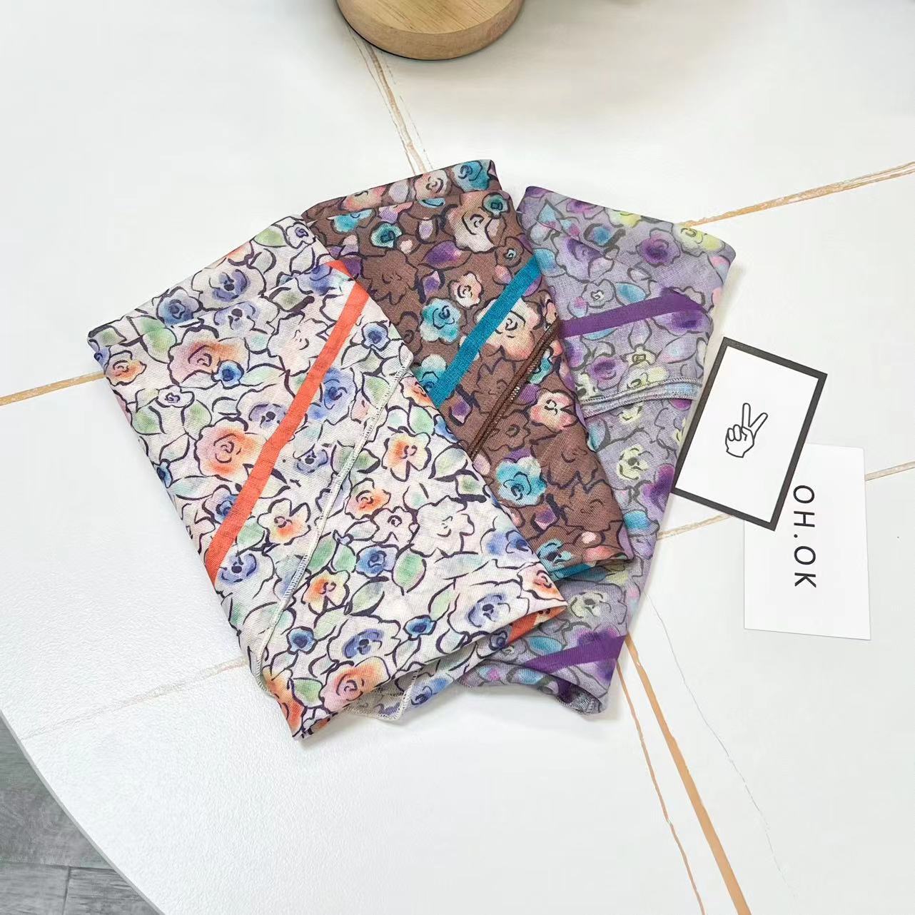 60g Weight Kerchief Classification Daily Occasion cotton and linen Material Flower Pattern Summer Season Women's Gender IG Style Style Women's IG Style Flower Cotton And Linen Kerchief 143