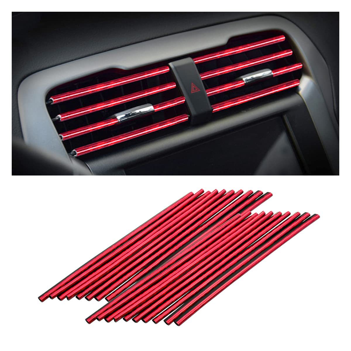 24 colores de salida de aire del coche tira decorativa clip de malla medio en forma de U galvanoplastia brillante tira de aire acondicionado color cromo modificación interior