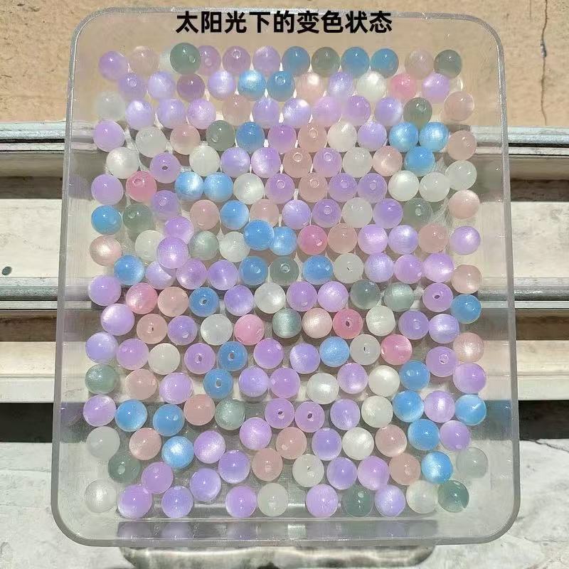 天然圆珠马卡龙散珠变色手串直播小红爆款货源海云母素圈文玩|undefined