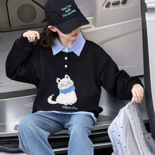 女童卫衣2026新款春秋季初中生长袖上衣儿童Polo衫青少年女孩衣服