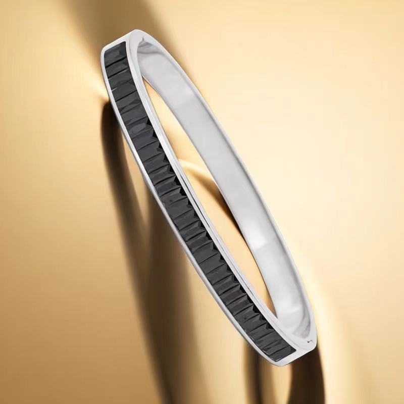 Pulsera de acero de titanio para niñas nicho de sentido de alto grado cielo estrellado no se desvanece Diamante-incrustado exquisito diamante ins estilo completo pulsera de diamantes