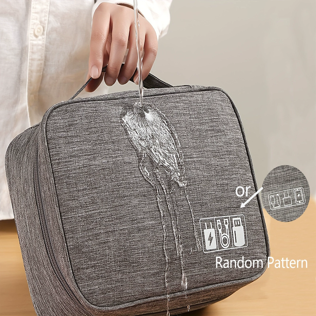 Mobile phone charging organizer bag, capacious waterproof 2-layer case, 29×21×3 cm