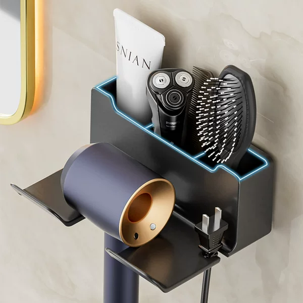 Household Hair Dryer Storage Rack Punch-free Toilet Storage Rack Wall-mounted Bathroom Hair Dryer Storage Rack