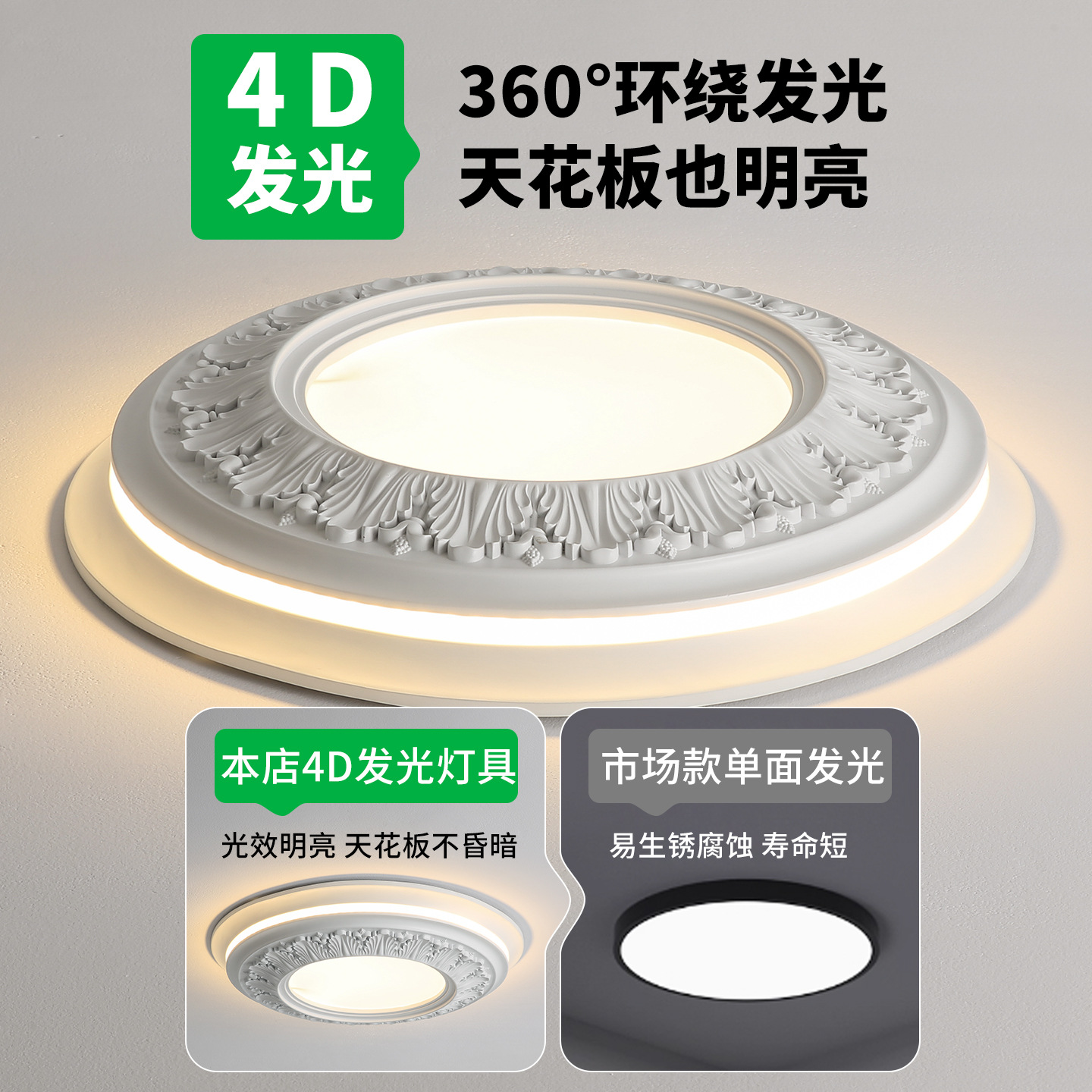 Luz de techo de dormitorio de espectro completo diseño de arte de tallado francés lujoso cálido romántico lámpara de dormitorio principal 522L
