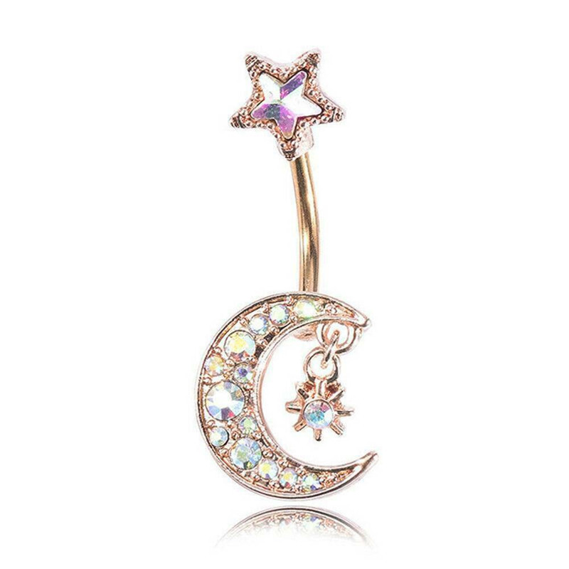 Hold és csillag piercing gyűrű rozsdamentes acélból nőknek_voghion.com