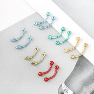 Amazon wish European and American suit colored stainless steel eyebrow nail earring nose nail nose ring universal lip puncture