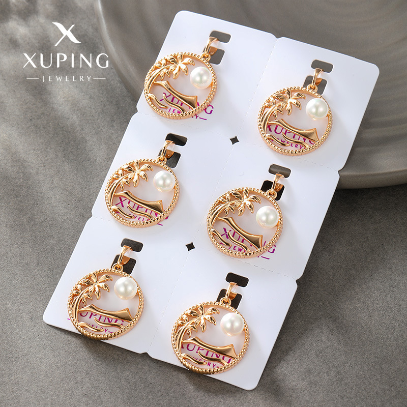 Collar con Colgante de Diseño Exclusivo de Alta Gama, Estilo Playero, con Perlas de Imitación y Aleación Galvanizada en Color Oro de 18k, Nueva Moda Xuping