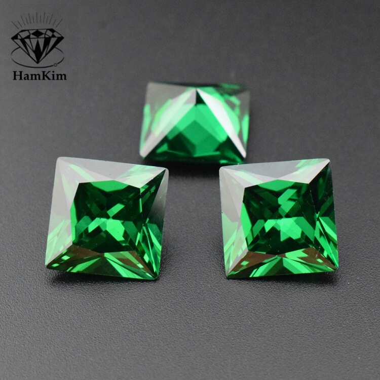 Emerald Princess Square Square Green Zircon Bare Stone Green zirconia Perforable Gem Jewelry with Stone Emerald Princess Square Square Green Zircon Bare Stone Green zirconia Perforable Gem Jewelry with Stone