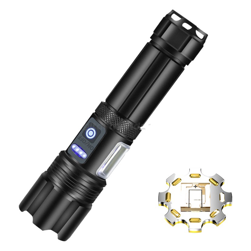 P50 transfronterizo de largo alcance linterna LED luz fuerte USB recargable portátil p70 linterna retráctil linterna al aire libre