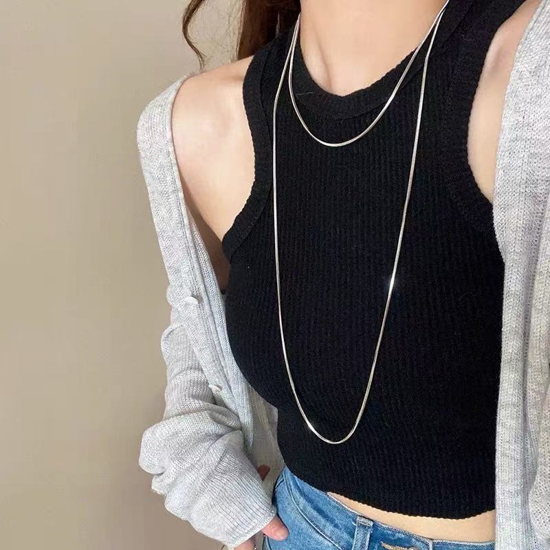 Otoño y invierno minimalistas collares colgante de goteo de Feng Shui mujeres chaqueta larga suéter cadena casual accesorios de lujo ligero
