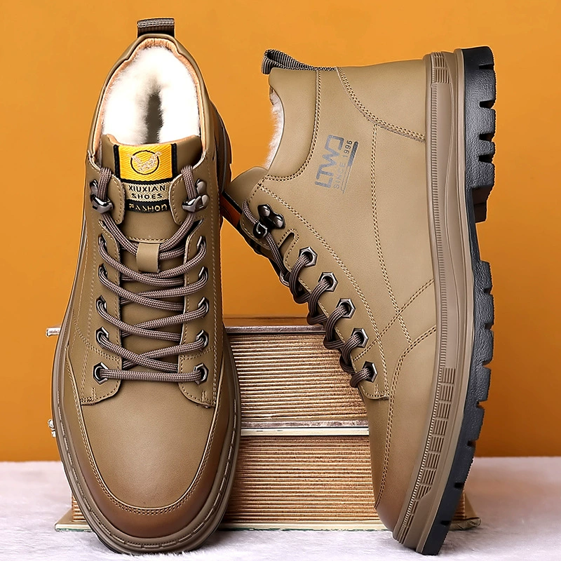 Обувь мужские 2023 новые сапоги Martin зимой плюс бархат теплая кожа шерстяные сапоги