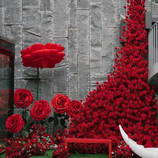 Foreign trade cross-border simulation flower head rose waterfall 10cm rose waterfall flower arrangement wedding decoration simulation rose
