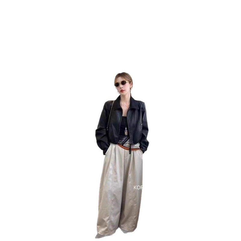 时尚翻领PU皮衣外套女欧洲站欧货2025秋季新款百搭显瘦夹克上衣潮|undefined