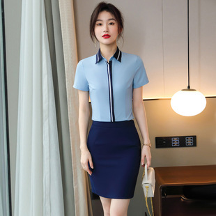 Short-sleeved shirt hotel overalls KTV catering hotel front desk cashier waiter shirt professional dress women
