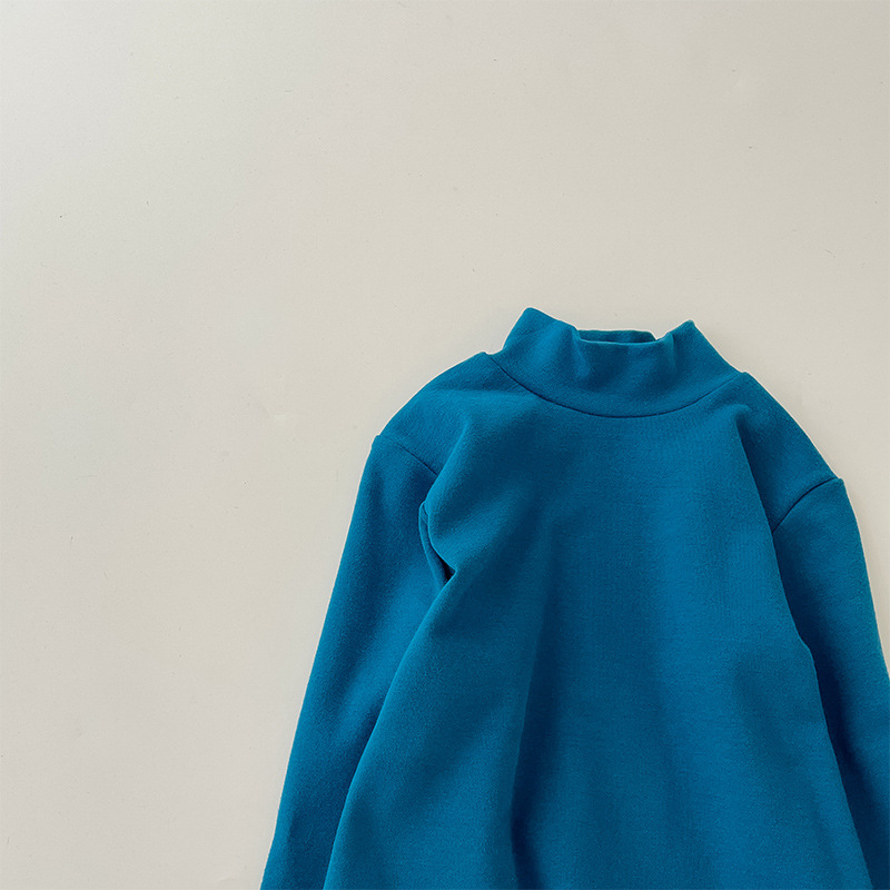 Camiseta de cuello medio elástica de 280 g para niños y niñas, estilo otoño 2026, talla 150-160