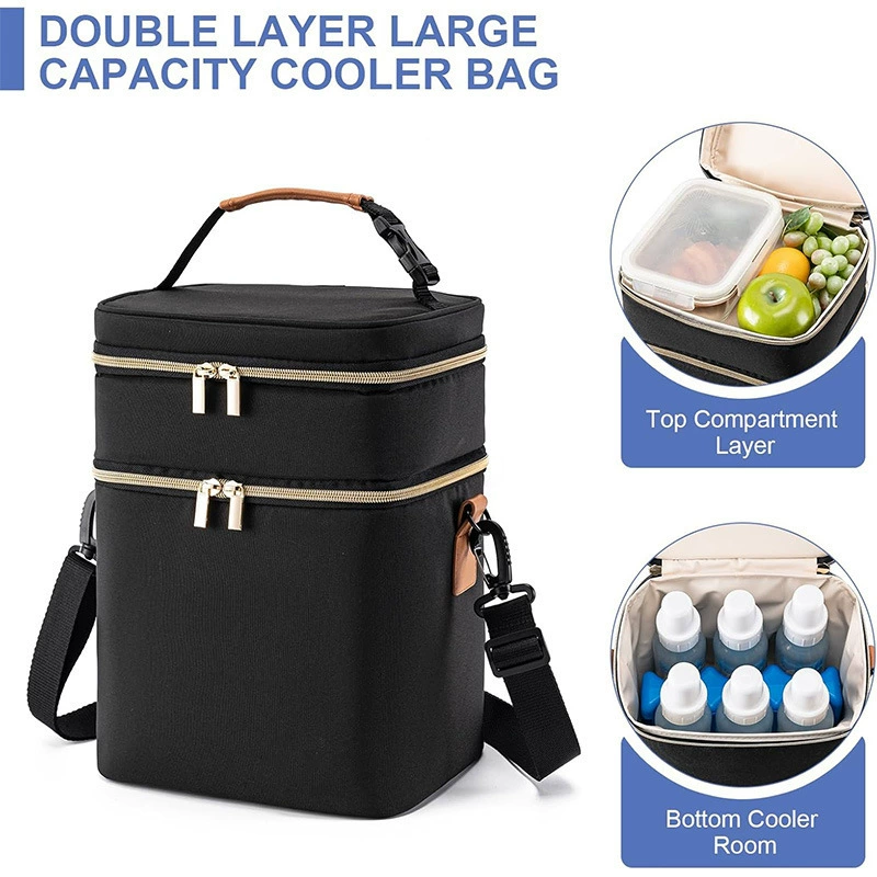 Трансграничная популярная охлаждаемая сумка для грудного молока для детей, двухслойная изоляционная сумка для бутылочек, сумка для хранения молока на открытом воздухе, дорожная сумка для льда